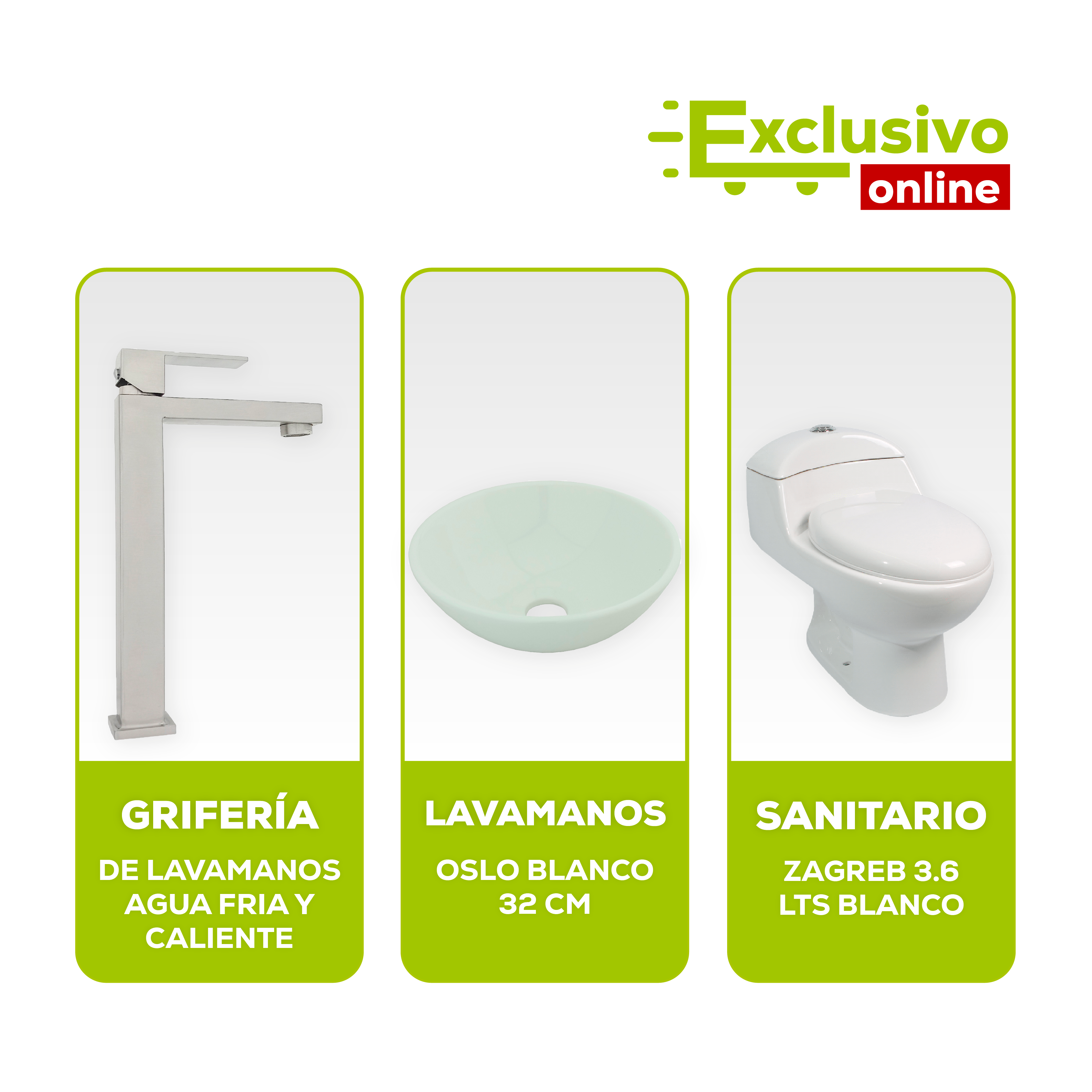 Combo de baño Zagreb con Sanitario Lavamanos y Grifería